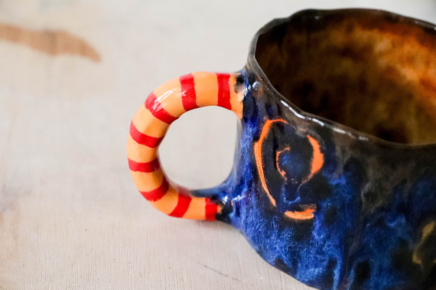 blue Swirly Stoneware Pot
