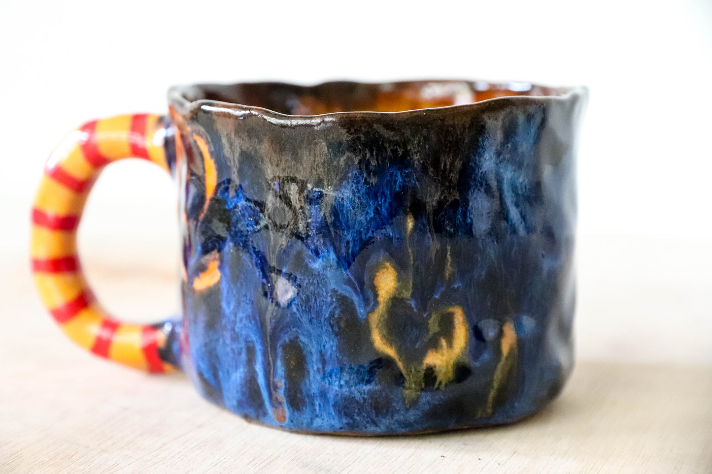 blue Swirly Stoneware Pot