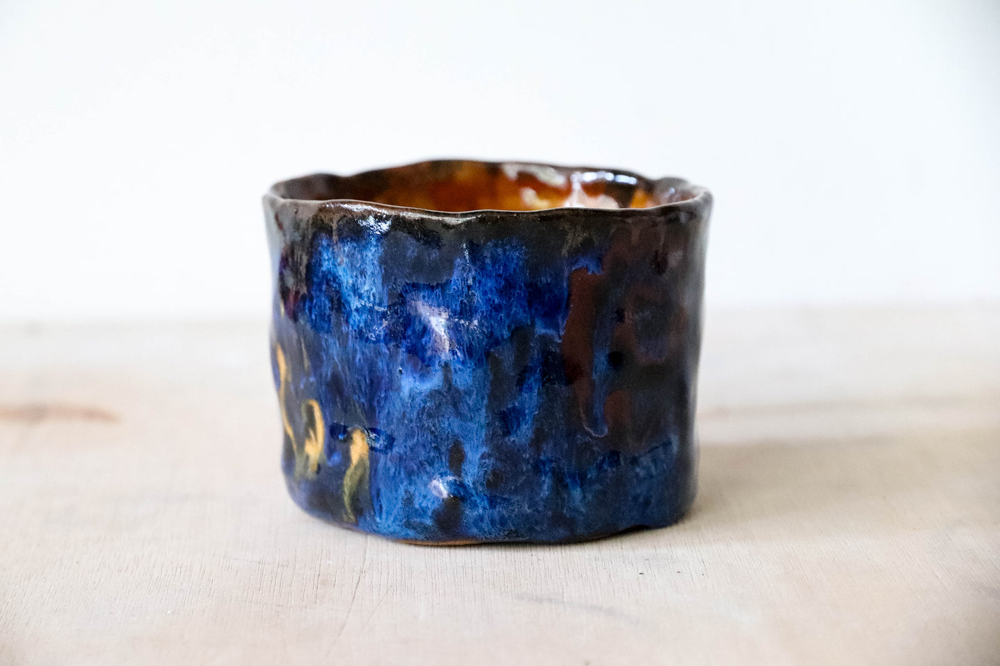 blue Swirly Stoneware Pot
