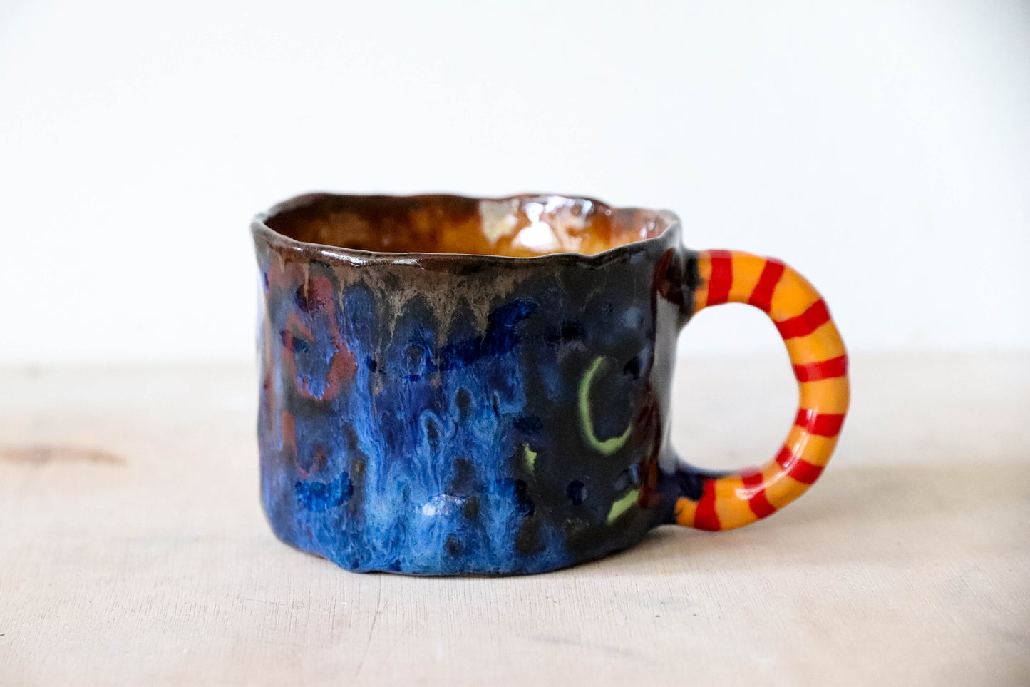 blue Swirly Stoneware Pot