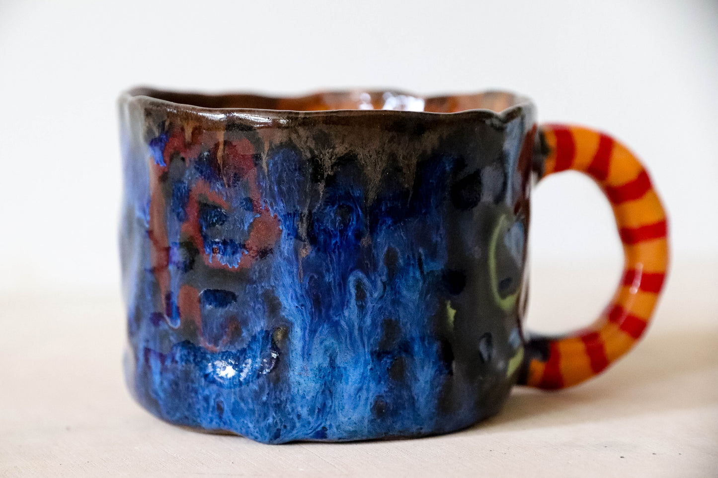 blue Swirly Stoneware Pot