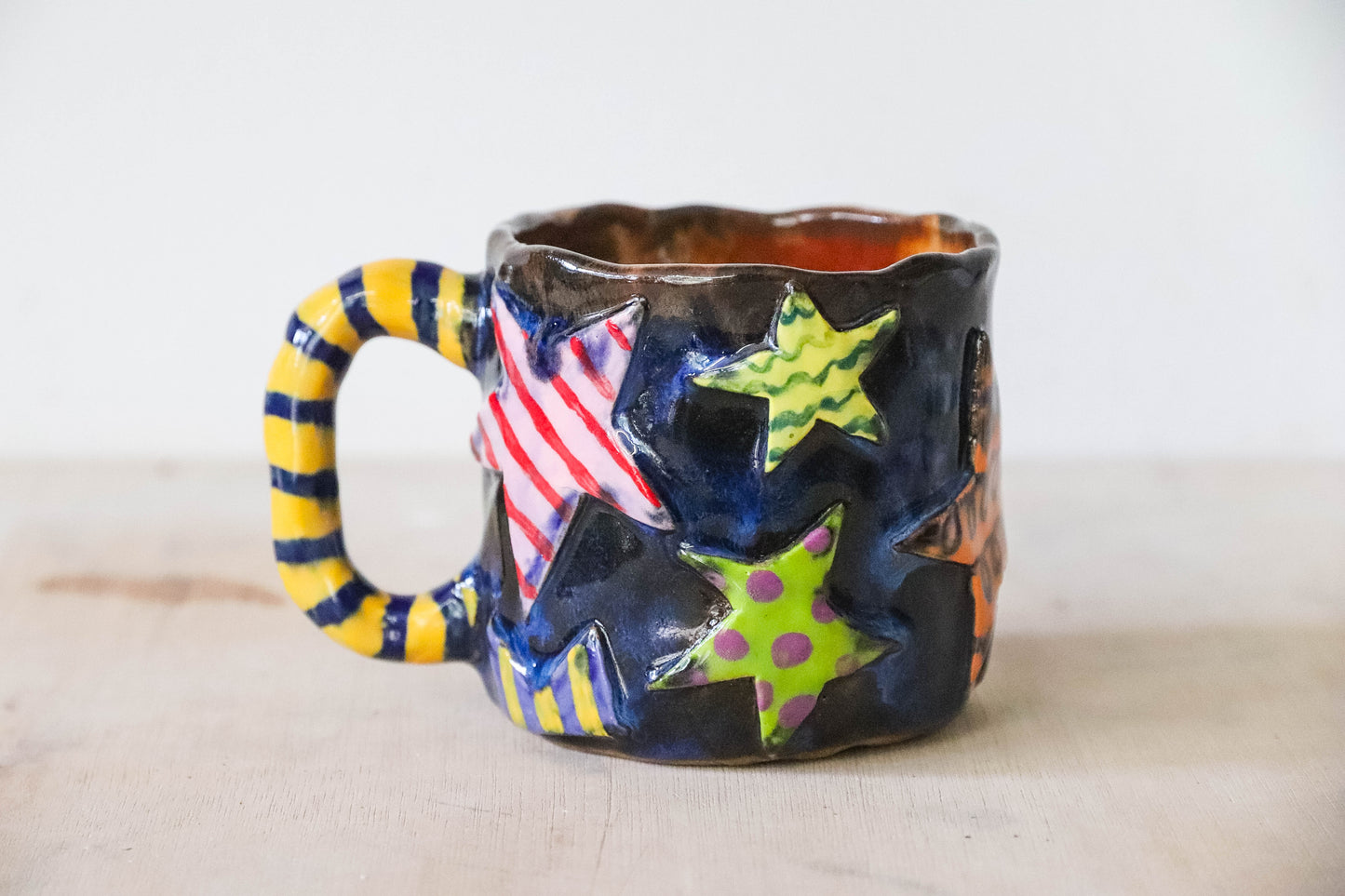 Blue Stars Stoneware Pot