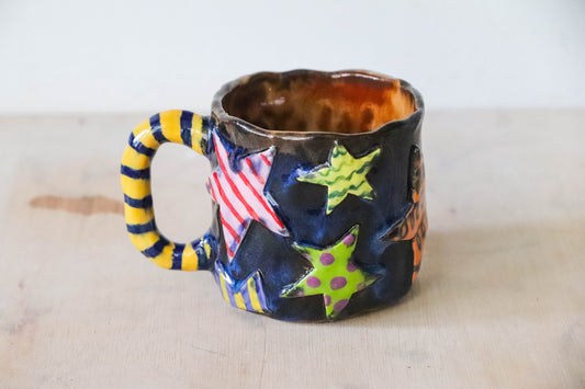 Blue Stars Stoneware Pot