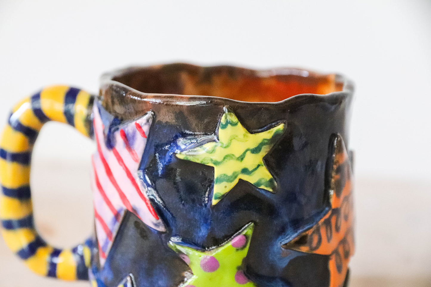 Blue Stars Stoneware Pot