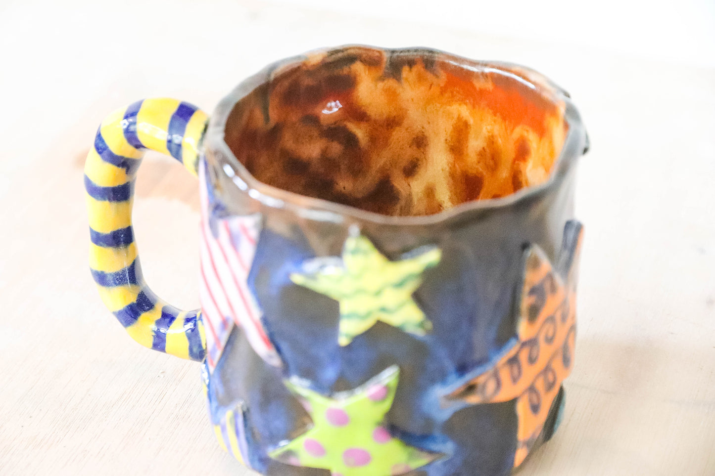 Blue Stars Stoneware Pot
