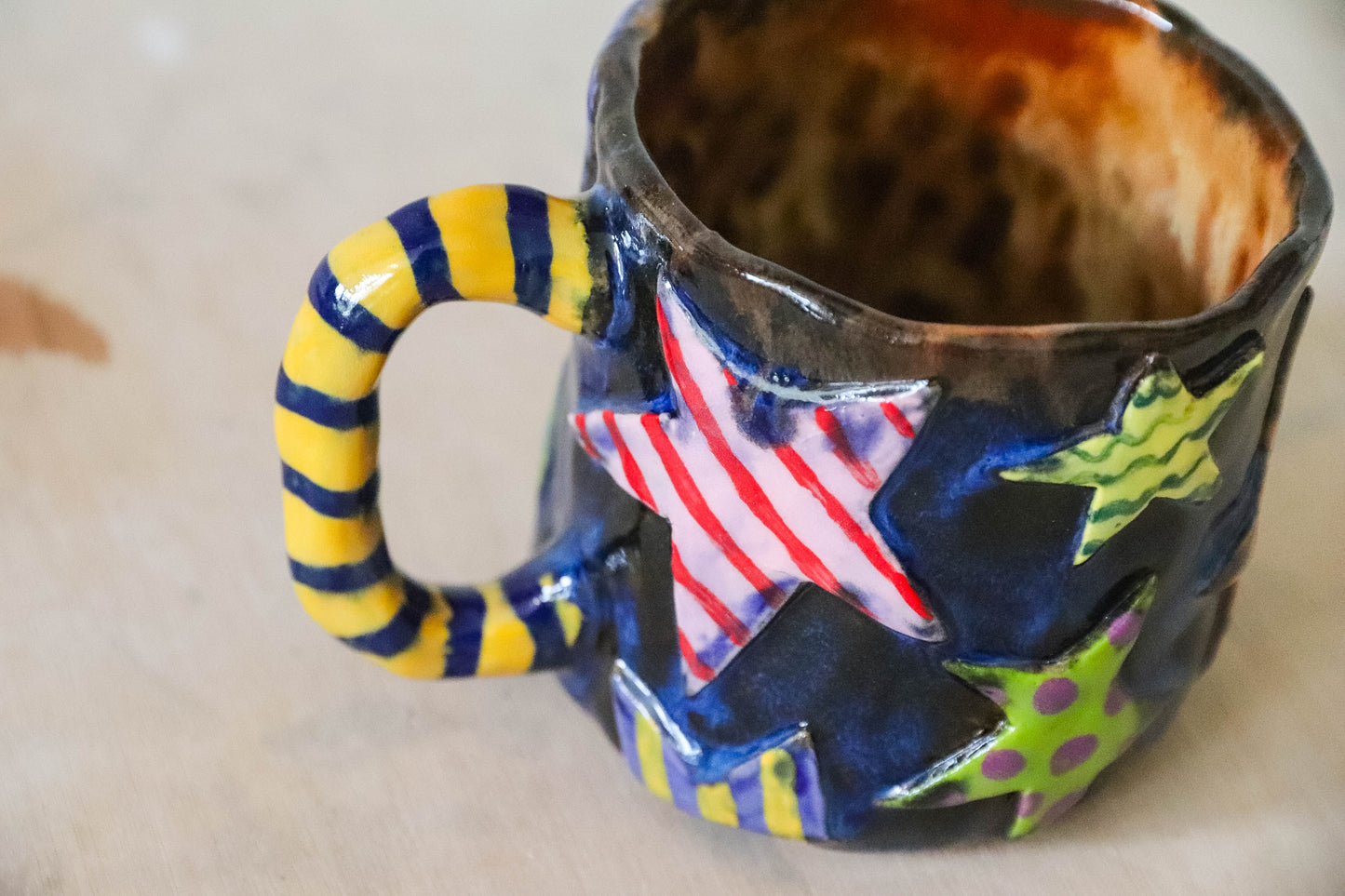 Blue Stars Stoneware Pot