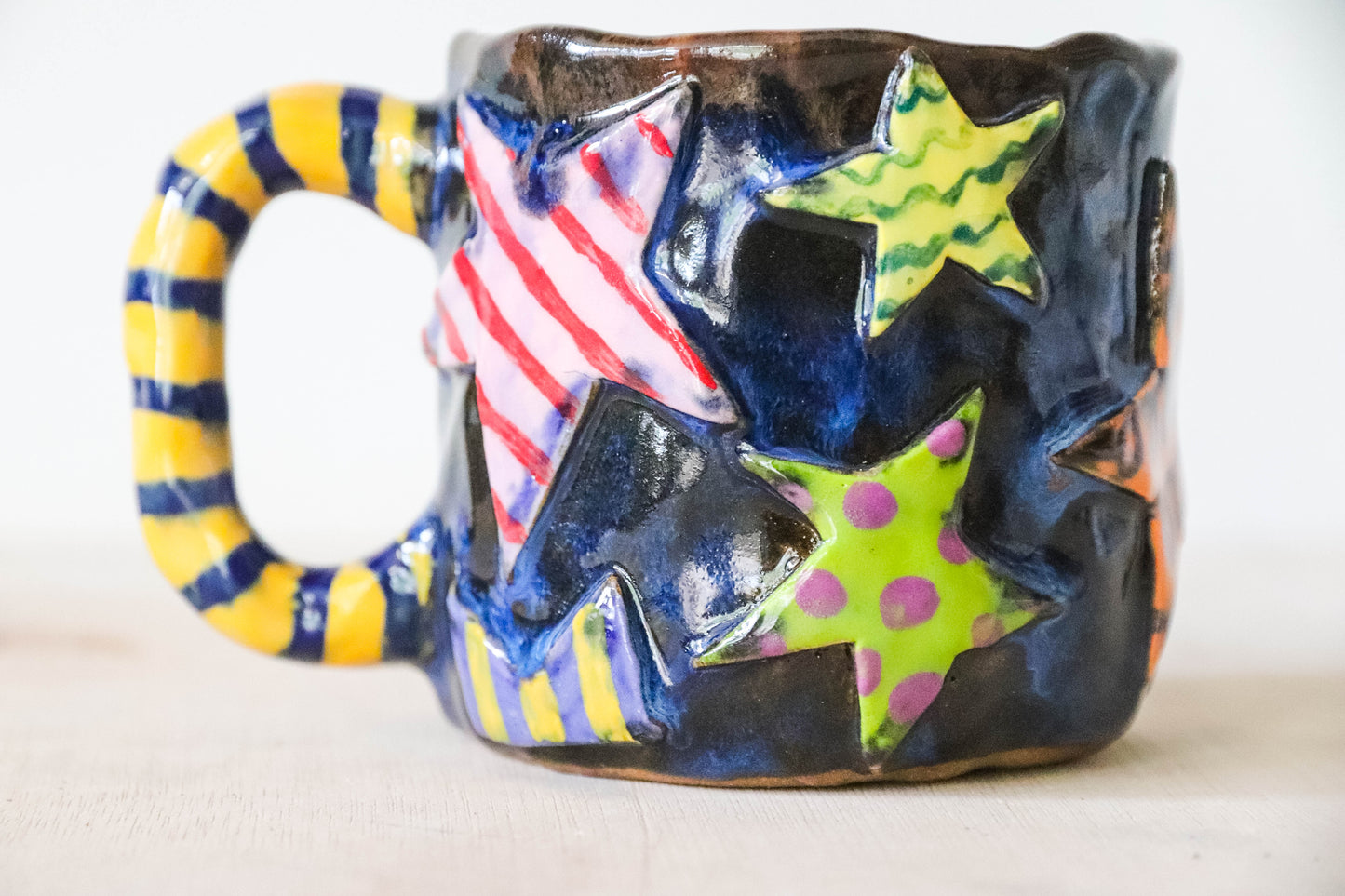 Blue Stars Stoneware Pot