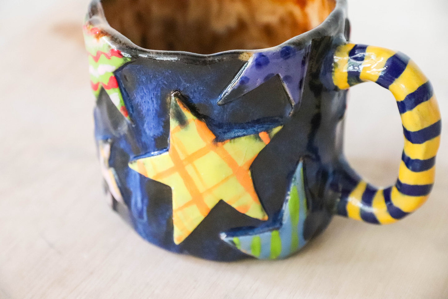 Blue Stars Stoneware Pot