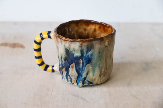 Blue Beige Stoneware Pot