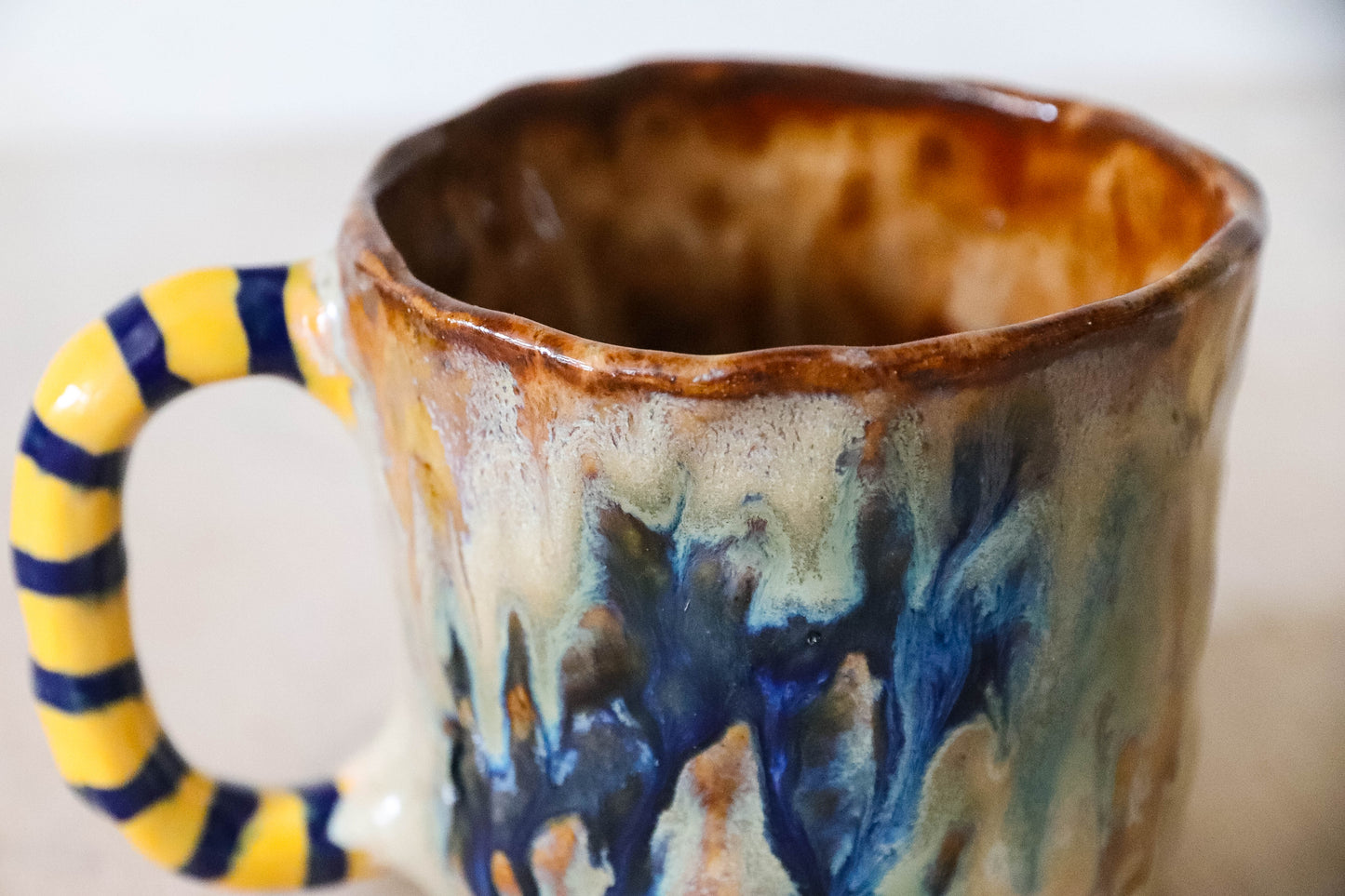 Blue Beige Stoneware Pot