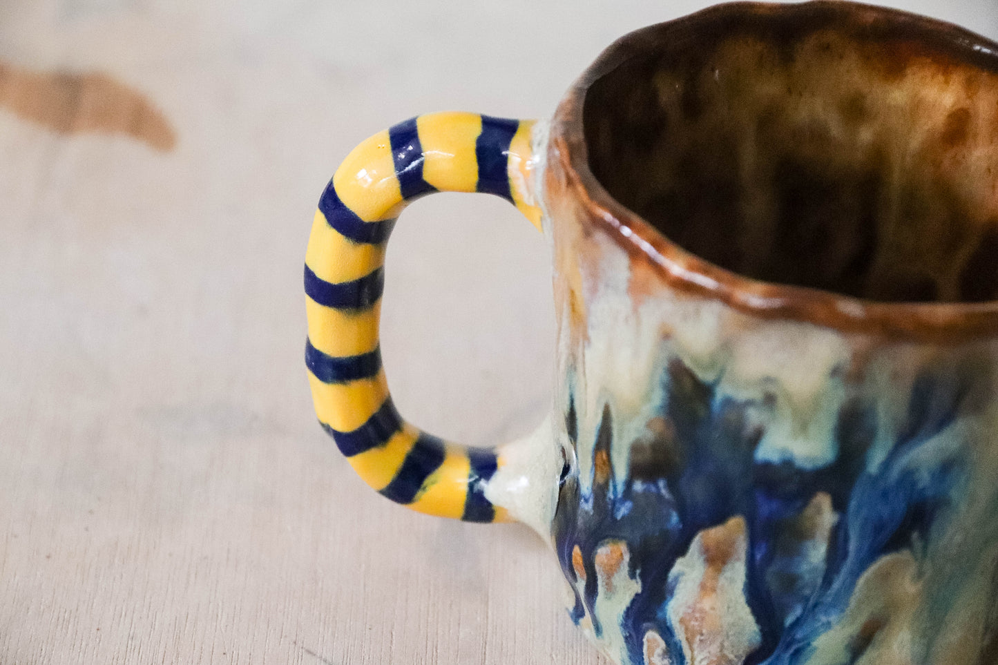 Blue Beige Stoneware Pot