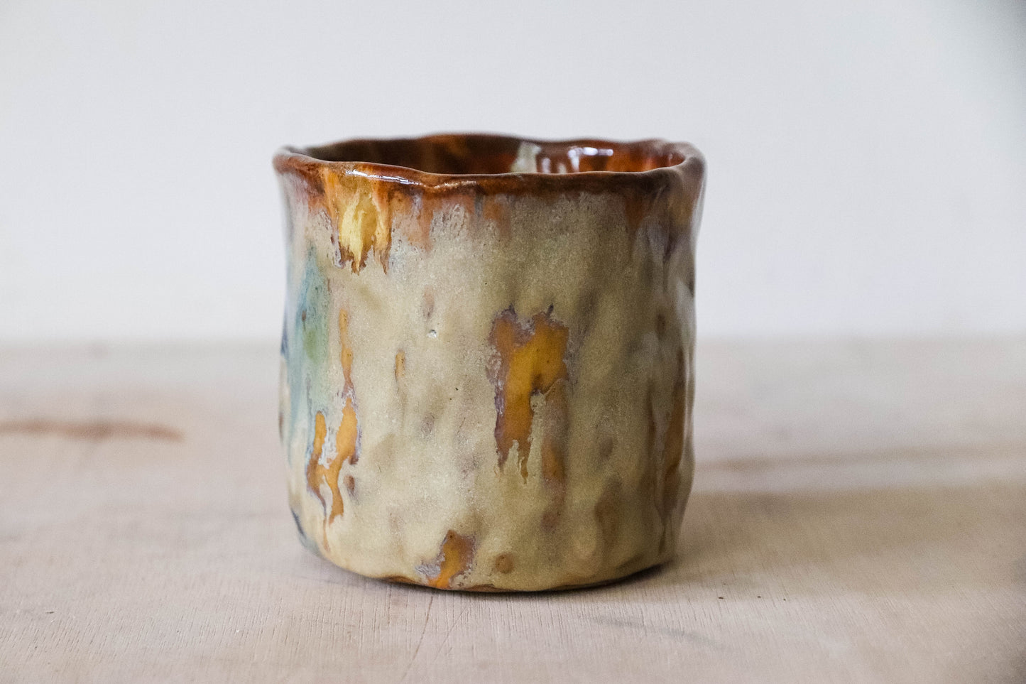 Blue Beige Stoneware Pot