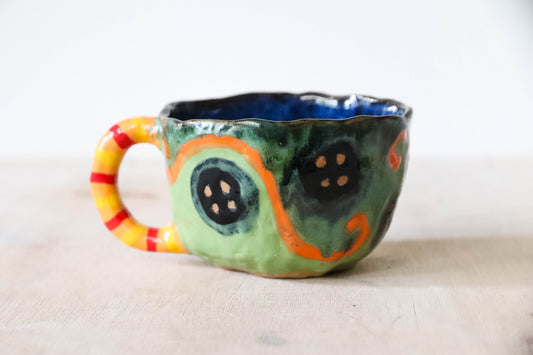 Green Buttons Stoneware Pot