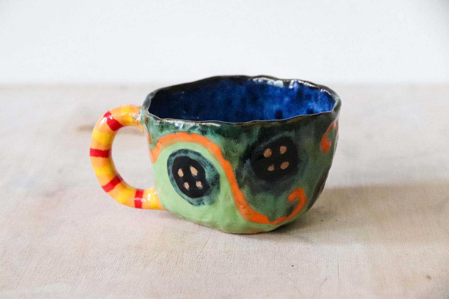 Green Buttons Stoneware Pot