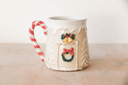 White Gingerbread House Stoneware Mug