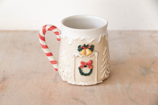 White Gingerbread House Stoneware Mug