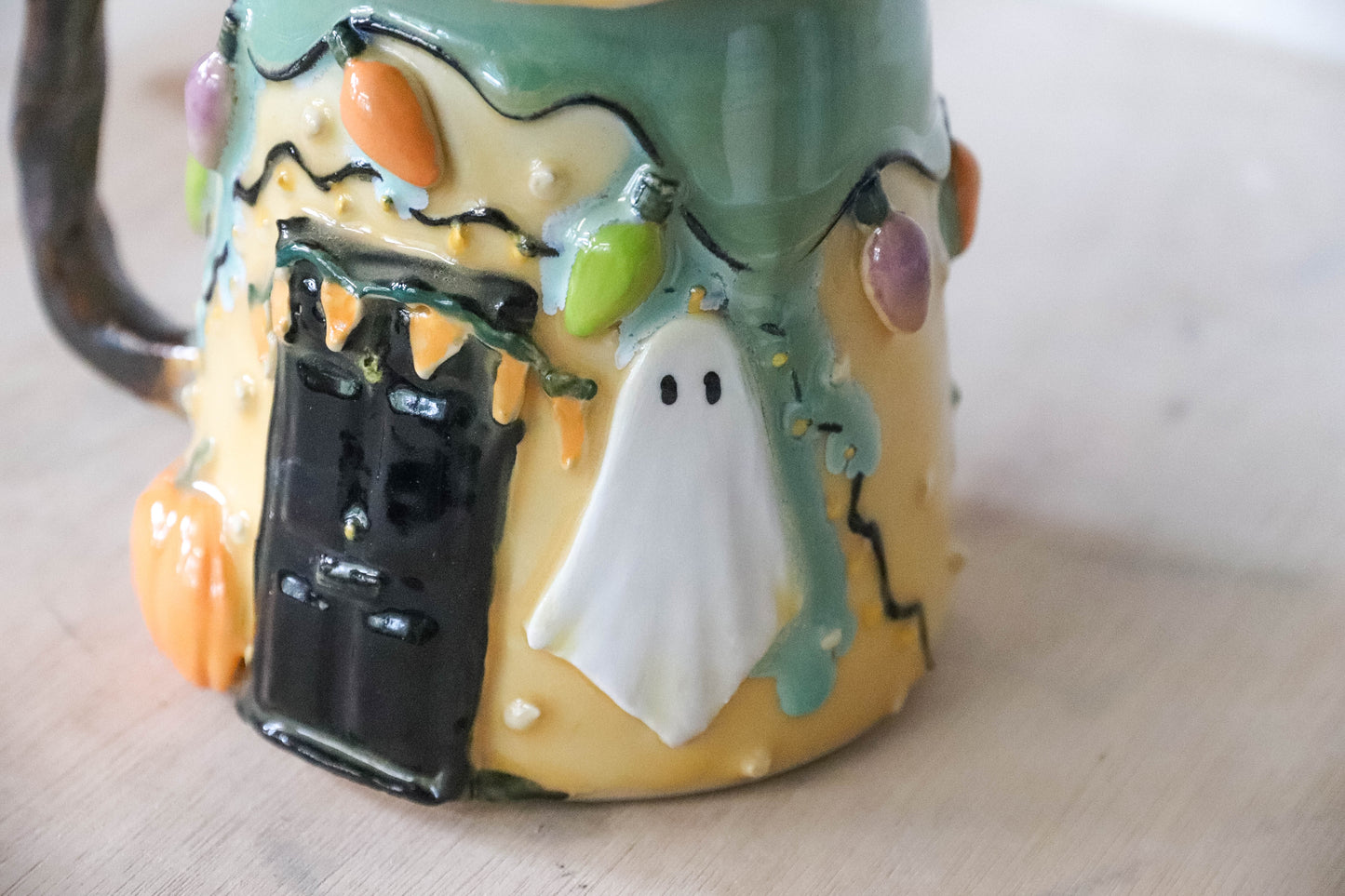 Halloween House Stoneware Pot
