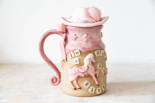 Pink Pony Girl Hat Stoneware Mug