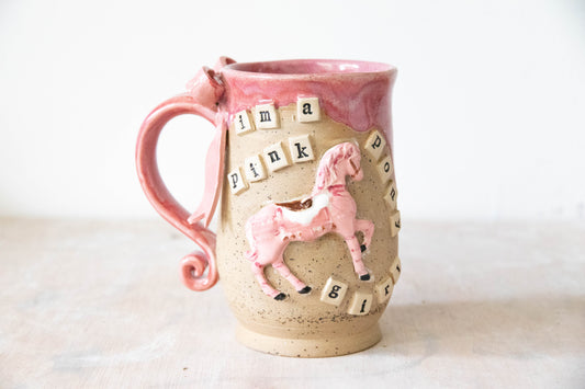 Pink Pony Girl Tall Stoneware Mug