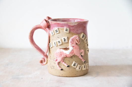 Pink Pony Girl Tankard Stoneware Mug