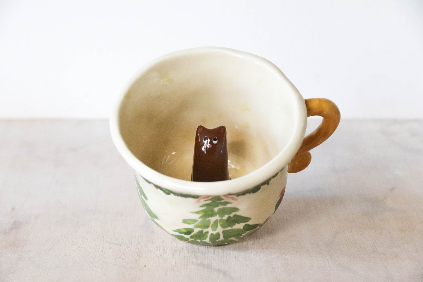 Peekaboo Cat Christmas Trees Mug
