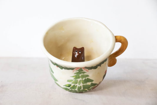 Peekaboo Cat Christmas Trees Mug