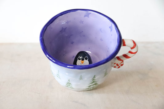 Peekaboo Penguin Winter Mug